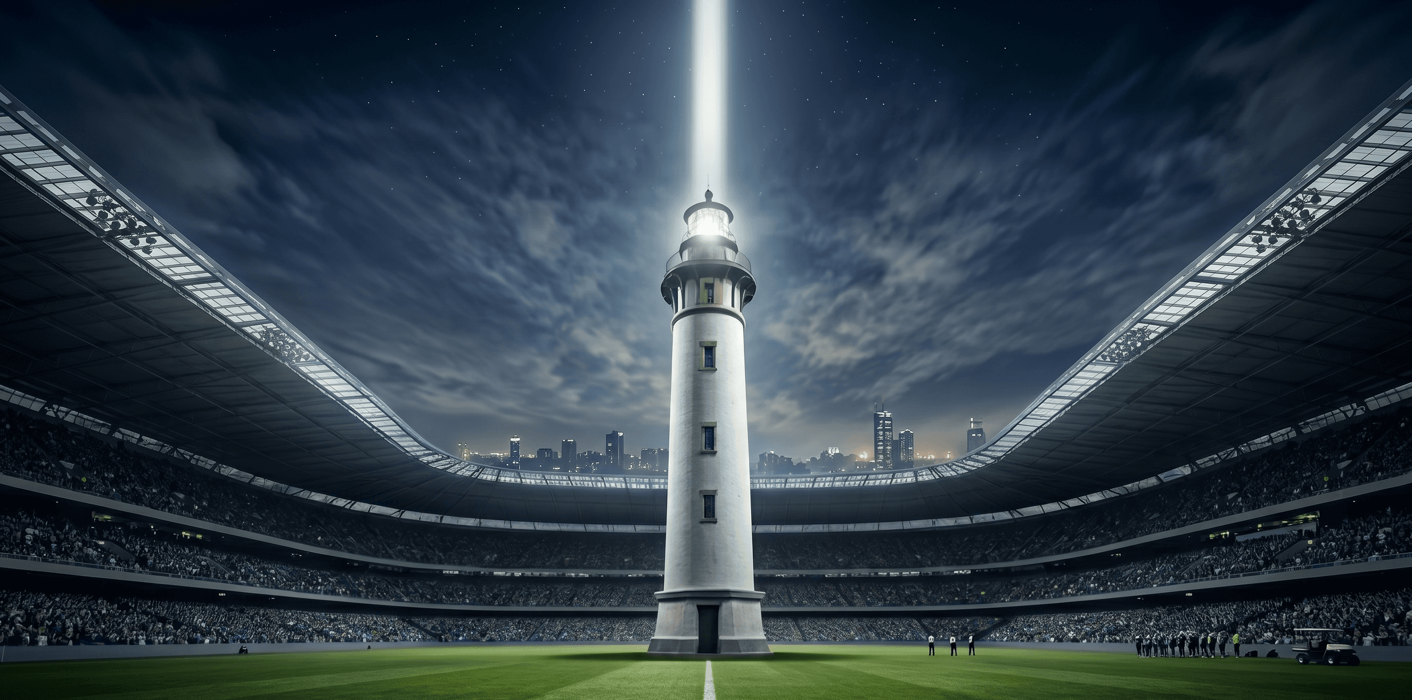 Beacon lighthouse in a stadium